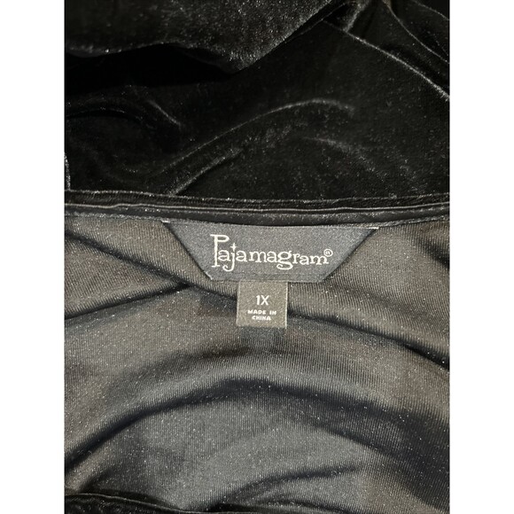 Stretch Black Velour Top Elegant Party Comfort Plus Size 1X Pajamagram - Picture 7 of 8